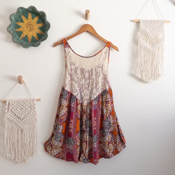 Free People Tops - Free People Count Me In Trapeze Top Floral Tank Mini Dress Size Small